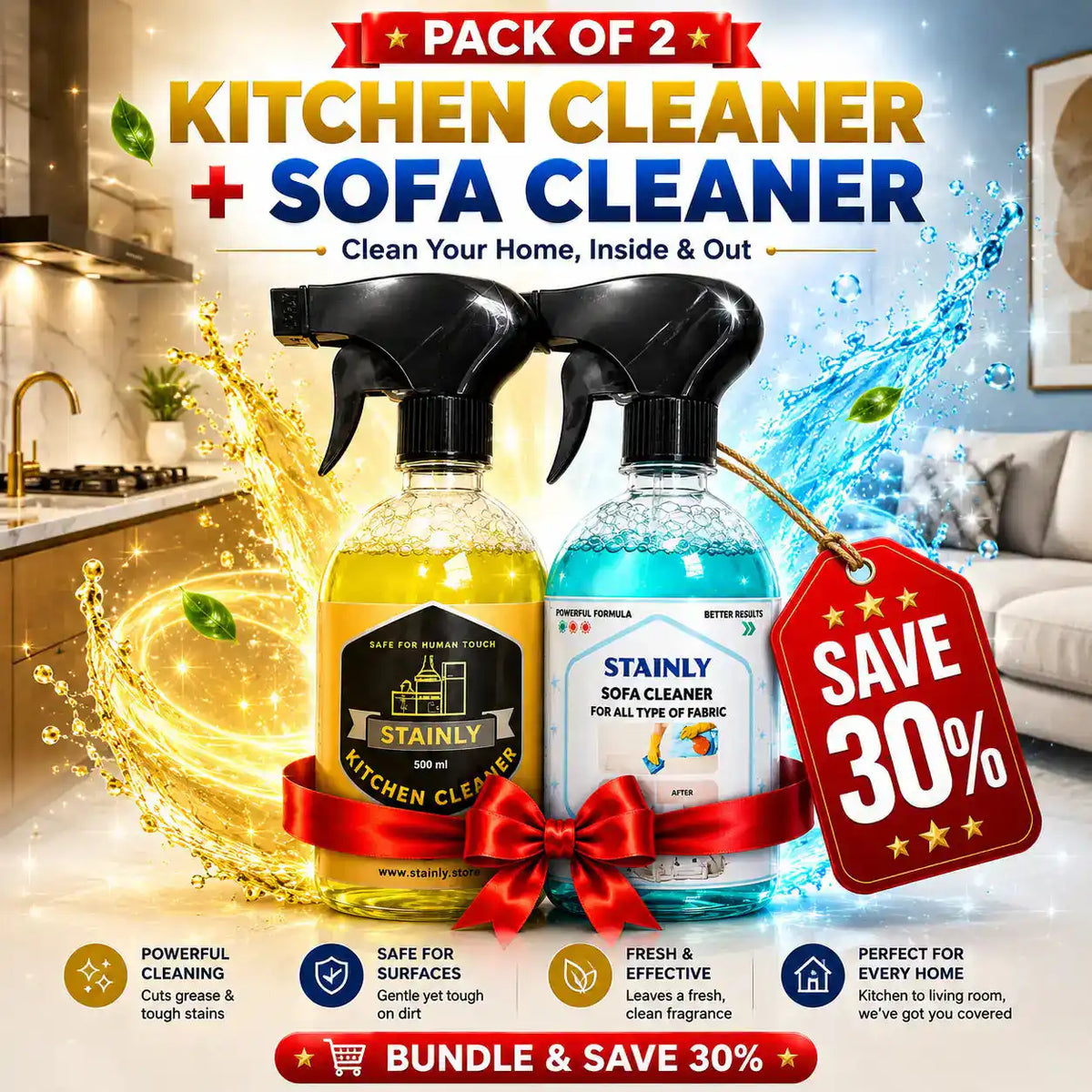 Pack of 2 - Sofa & Kitchen Cleaner 500ml