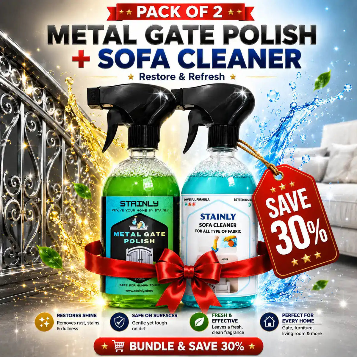 Pack of 2 - Metal Gate Polish & Sofa Cleaner 500ml